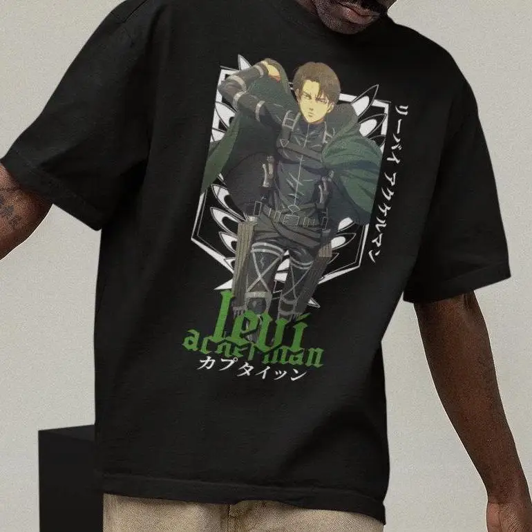 

Anime AOT Titan Anime Vintage Anime Shirt Vintage Shirt Gift for Him Gift for Her Levi Ack Short Sleeve Shirt Men Women Summer