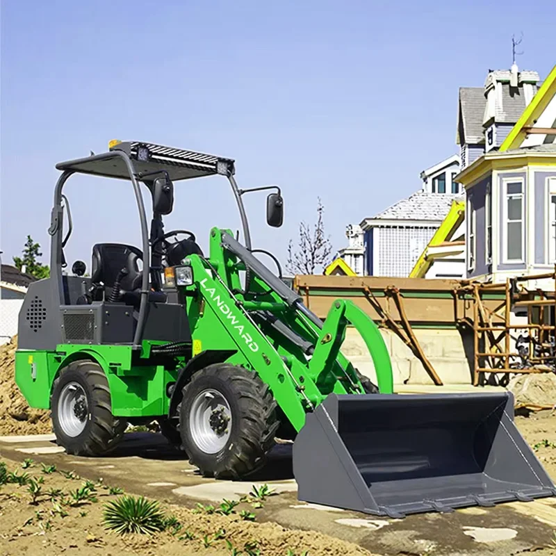 LANDWARD оптовая продажа CE EPA 800 кг мини-передний погрузчик садовая лопата шарнирная батарея ферма новый колесный электрический погрузчик 608E для продажи