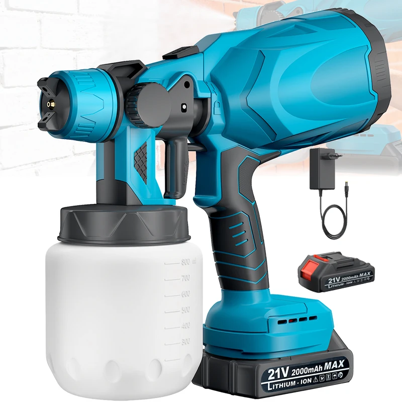 800ML Elektrische Spritzpistole 3-Muster-Düse Kabelloser Farbsprüher für Auto- und Möbelbeschichtung, Kompatibel mit Makita 18V Akku, DIY-Werkzeug
