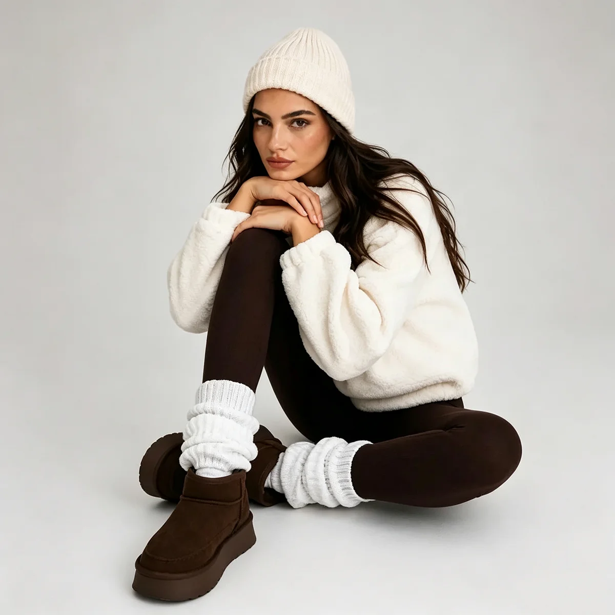 Gerippte Leggings für Damen, gestrickte Leggings, nahtlose, figurbetonte Leggings, hochtaillierte, formgebende Leggings, hoch elastische Yoga- und Fitnesshosen. – Detail 7