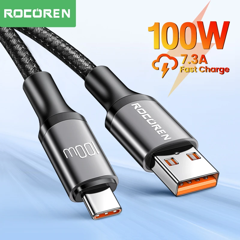 Rocoren 3M USB Type C Cable 3A Fast Charging Cable Suitable for iPad Charging Cable Xiaomi Samsung Huawei Phone Data USB-C Cable