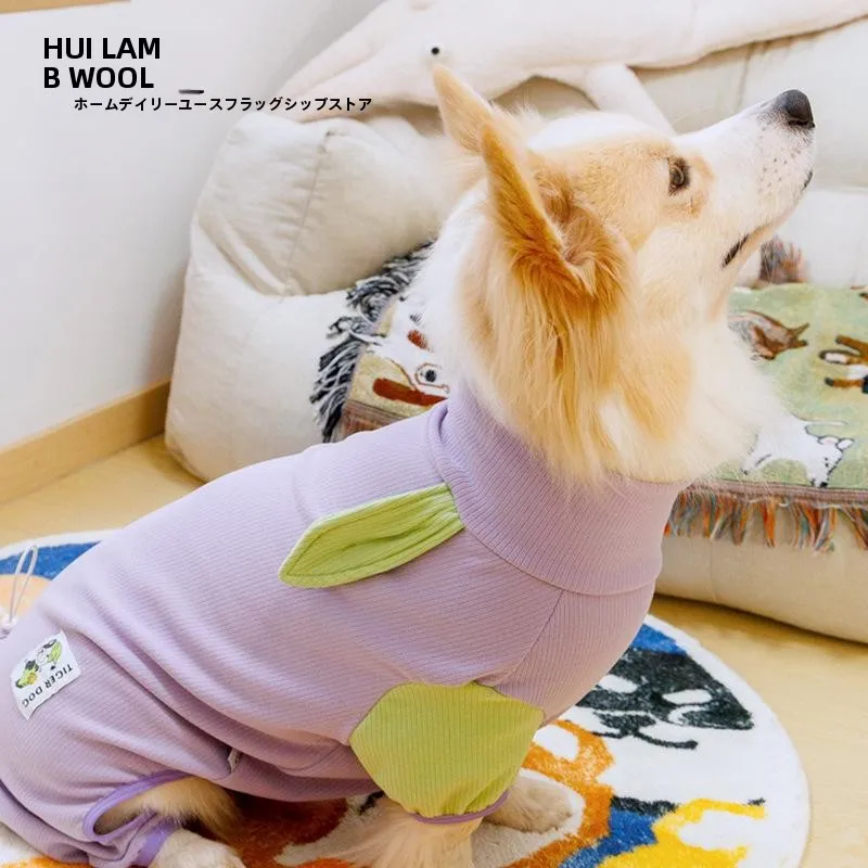 コーギーやボーダーコリーなどの中型犬用、秋冬向け暖かいウール素材の四足ペット服、快適なカジュアルスタイル