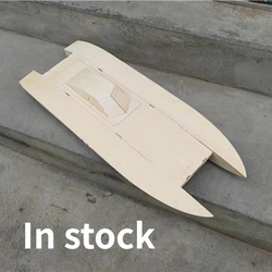 Large Catamaran Speedboat Wooden Remote Control Boat Model Manual Assembly Kit Non-finished Boy Toy Gift