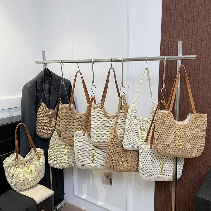 Estate 2025 Nuovo marchio di lusso Fashion Design Borsa tote da vacanza in paglia intrecciata di alta qualità Borsa da donna a spalla singola
