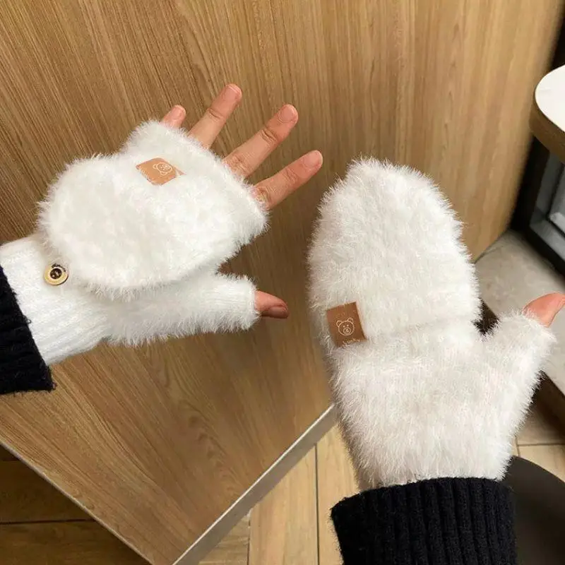 Plush Fingerless Gl… - image