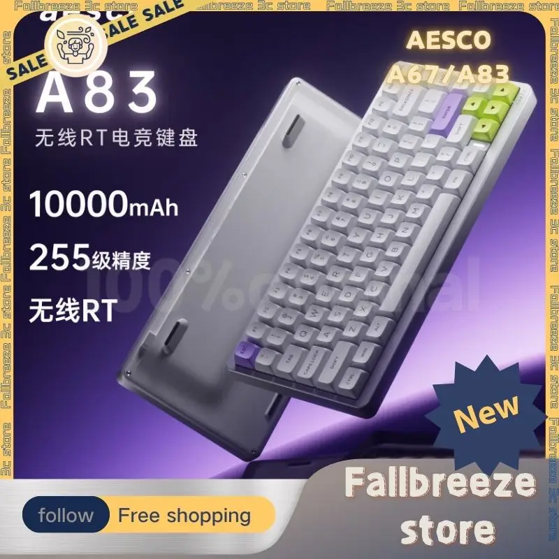 Aesco A67 A83 Magnetic Switch Mechanical Keyboard 8k Low Delay Hifi E-Sports Gaming Keyboard Hot-Swap 10000mah Keyboard  Custom