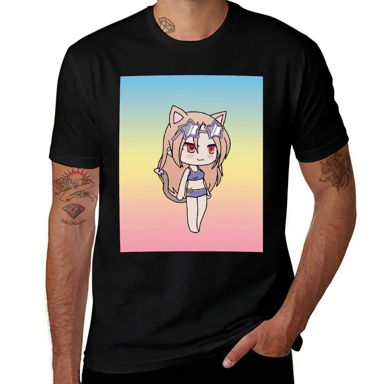 Gacha Life Cute Gacha Neko Girl Karin in swimsuit T-Shirt graphic tee shirt oversized big and tall t shirts for men