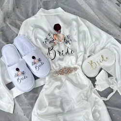 Personalized Satin Robe for Bride and Bridesmaid, Wedding Gift, Bachelorette Party, Proposal, Travel Presents for Daughter