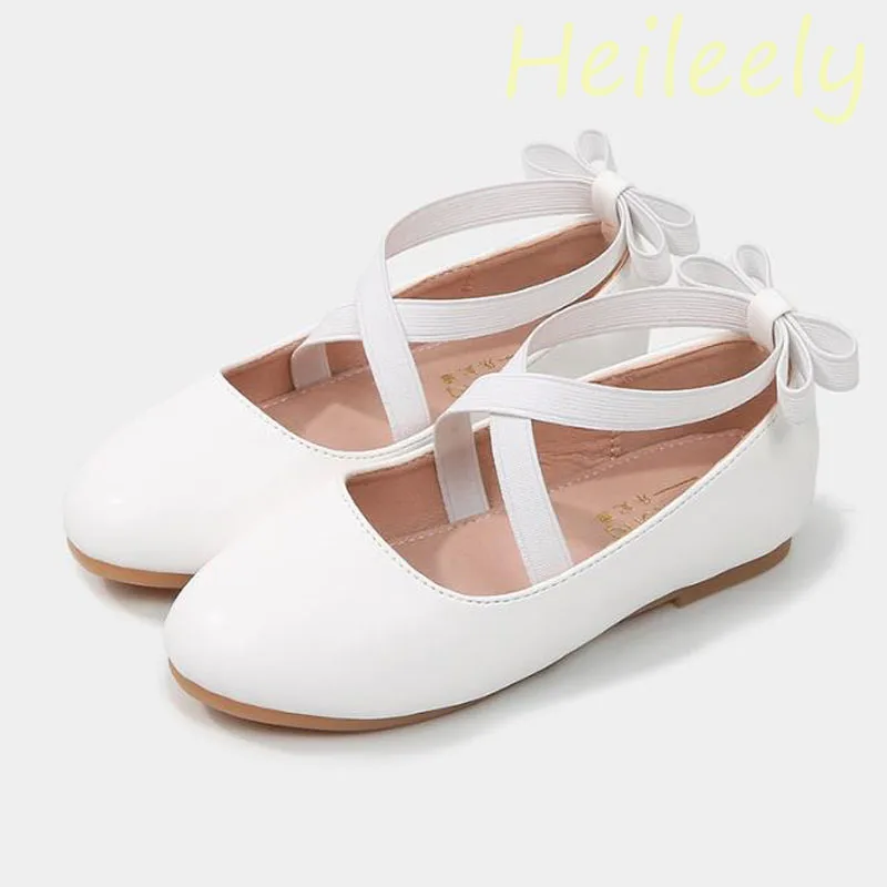 

2024 New Kids Shoes for Girl Round Toe White Color Wrap Rubber Buttom Casual Flats 22 23 24