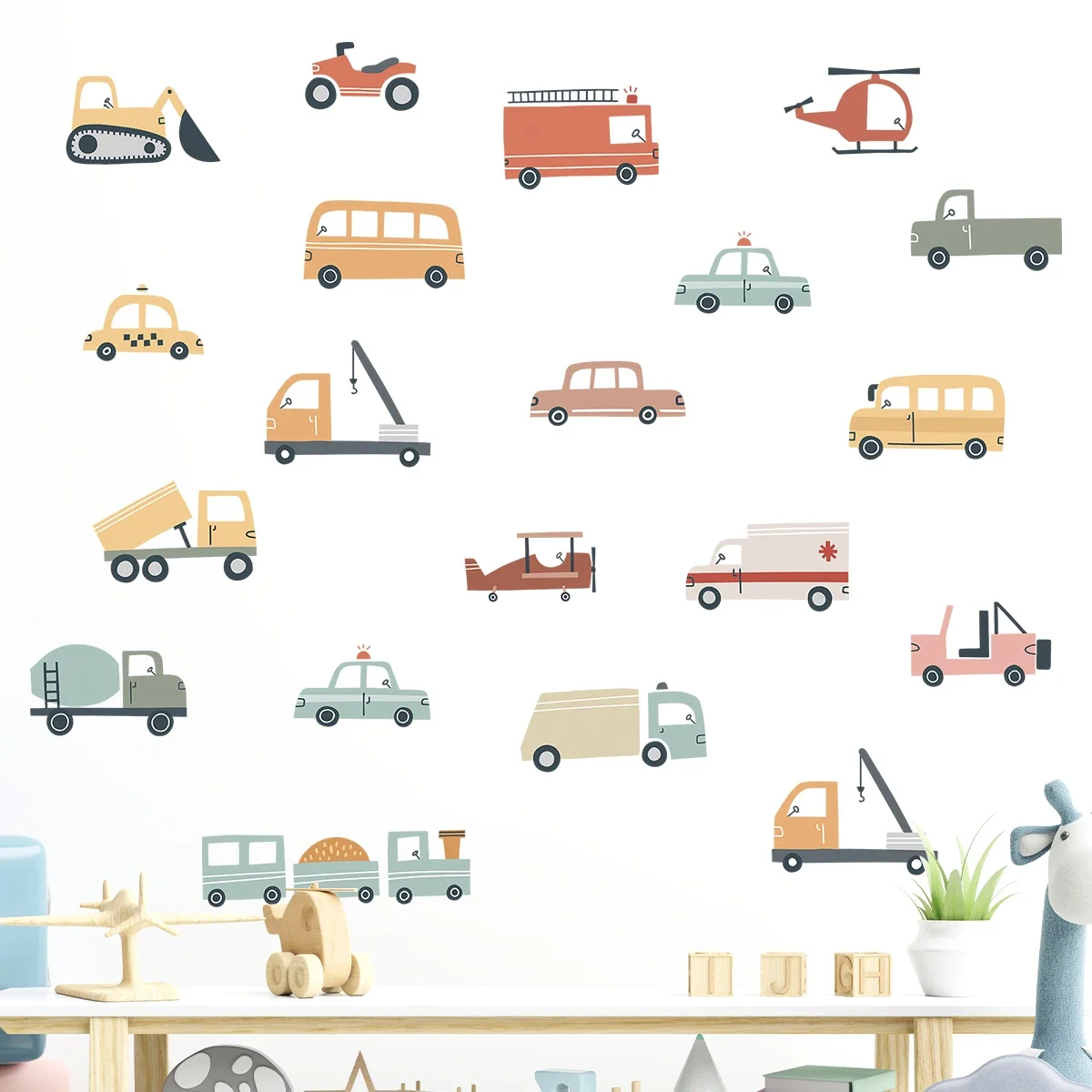 1Pc Cartoon Car Construction Truck Furniture Wall Stickers Kids Room Decor for Baby Bedroom Decoration Living Room Wall Decals