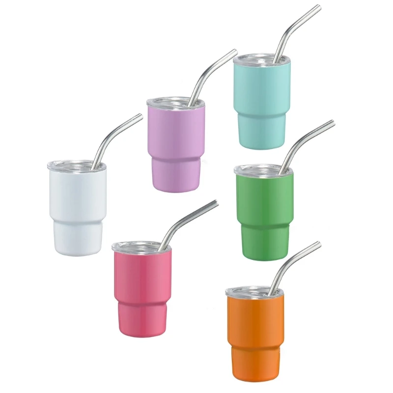 6/10pcs Mini Tumbler Stainless Steel Travel Mug Portable Car Cup With Lid And Straw Small Water Bottle Coffee Cup Drop Shipping