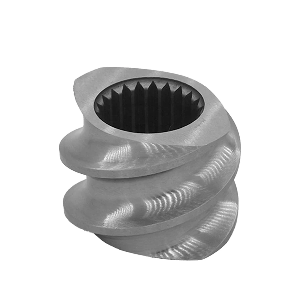 

Custom plastic extruder screw elements and high-quality rubber machinery components; CNC-machined stainless steel helical screws