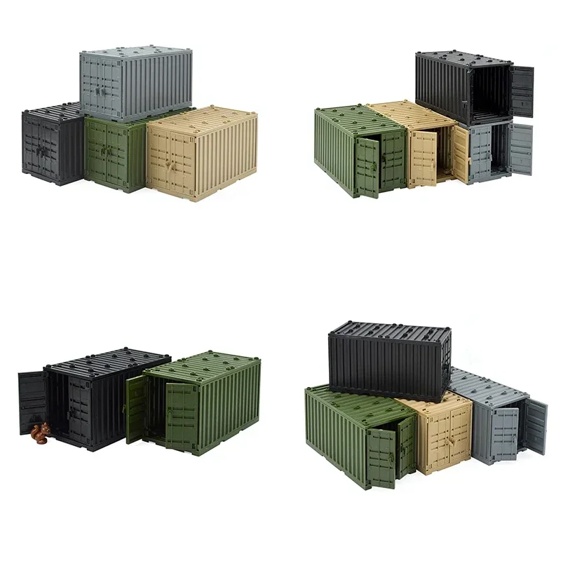 Conteneur d'arme militaire bricolage, scène de l'armée, briques MOC, conteneur militaire WW2, boîtes d'armes, accessoires de mini figurine, nuits de construction