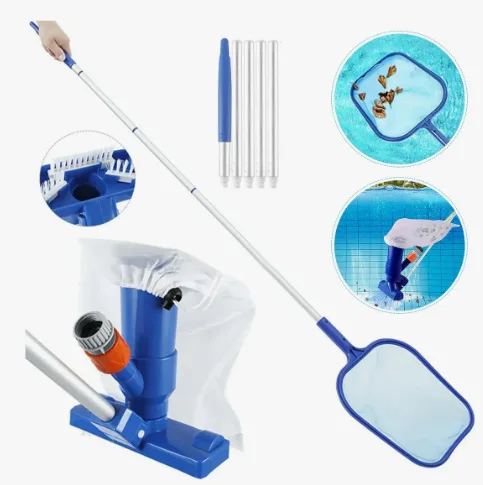 Pool Leaf Net With 5 Section Aluminum Pole Detachable Shallow Water Leaf Skimmer Net Swimming Pool Cleaning