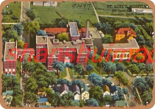 Metal Sign - South Dakota Postcard - St. Luke's Hospital, 305 South State Stree SHANSUI