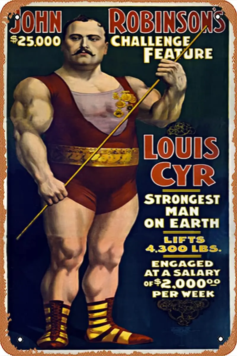 Retro Metal Tin - Strongman Cyr Vintage Circus Poster Wall Art - Tin Sign Poster,Wall Art,Vintage Plaque Sign for Bar Restaurant