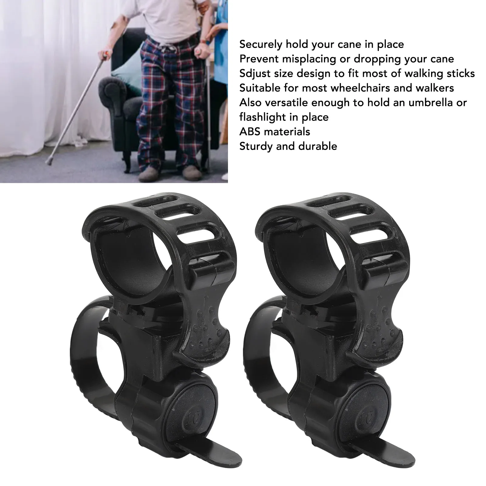 Elderly Walking Cane Holder Adjust Size Universal Walking Stick Stand Accessory for Wheelchairs Universal Walking Cane Holder