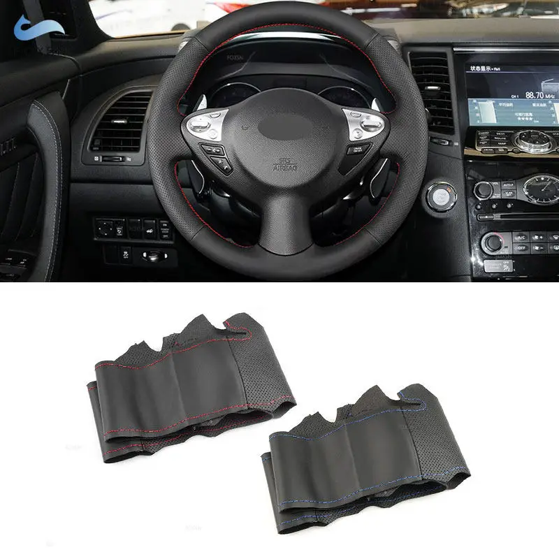 Hand Sewing Microfiber Leather Decor For Infiniti FX FX35 FX37 FX50 2009-2013 QX70 2014-2019 Car Interior Steering Wheel Cover