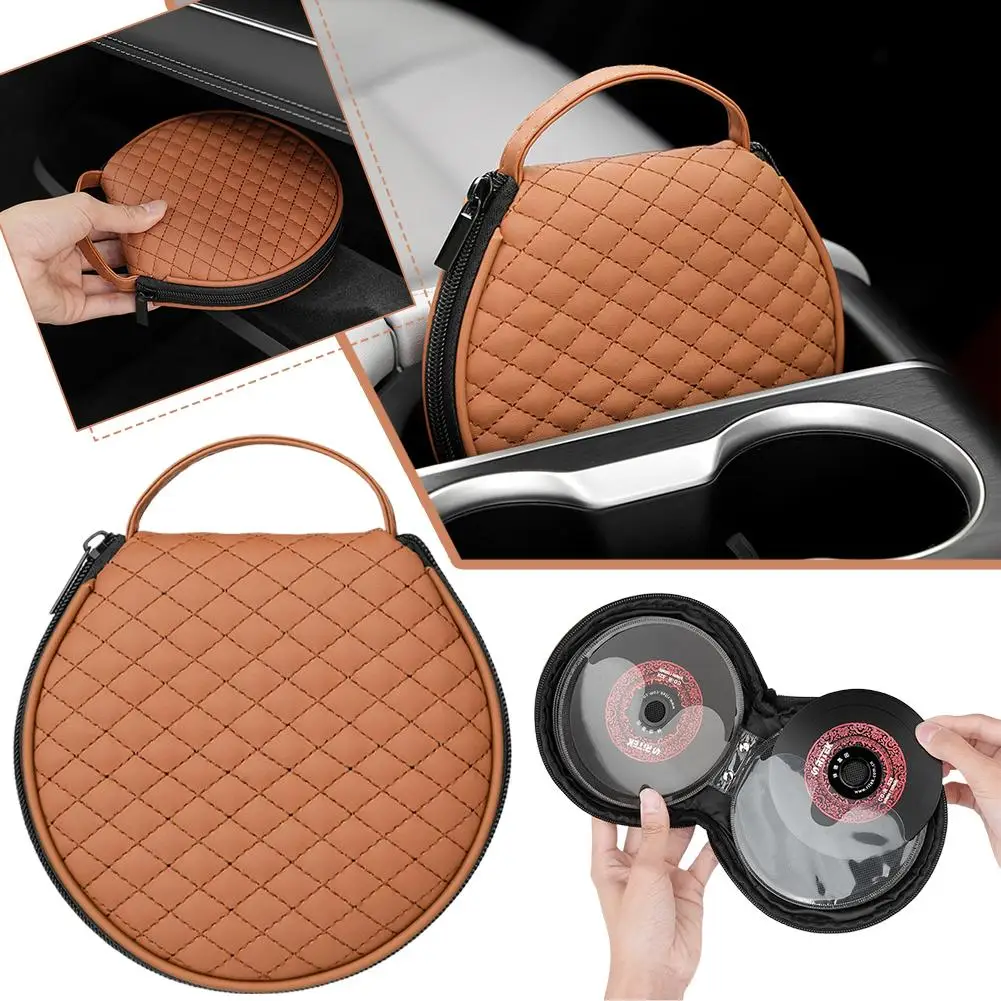 

Портативная сумка для хранения CD/DVD-дисков на молнии из микрофибры и кожи, органайзер для автомобильных CD-дисков, для использования в автомобиле и дома, вместимость 1 шт. Q6h7