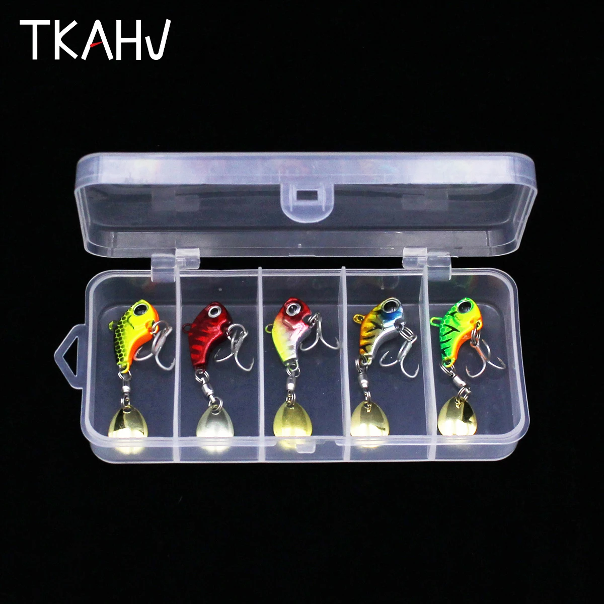 TKAHV 5 PCs/kit 7g Spoon Fishing Lure Metal VIB Sequin Vibration Spinner Hard Bait Jig Wobblers Bass Artificial Trout Swimbait