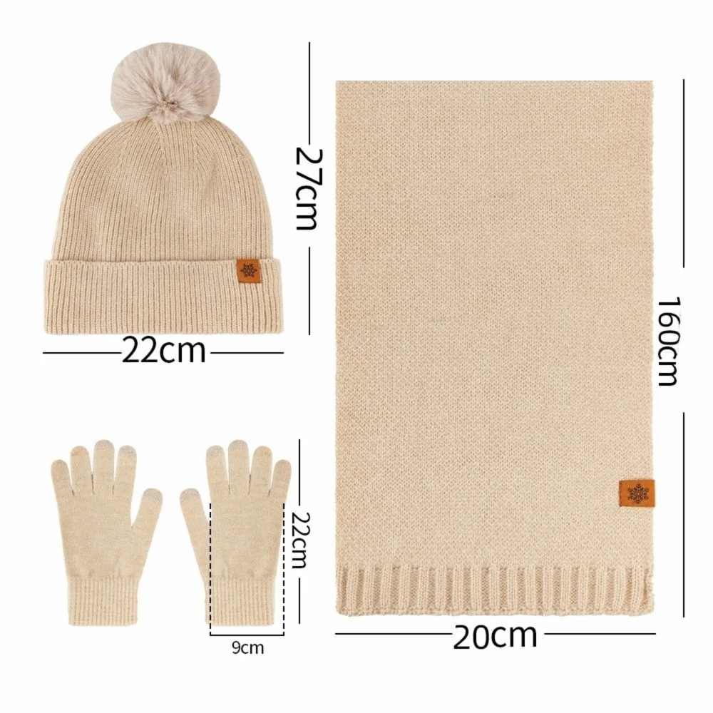 3Pcs/Set Set Topi, Syal, dan Sarung Tangan Musim Dingin yang Hangat, Syal Tebal Berlapis, Penghangat Leher, Set Beanie Rajut Lembut Elastis