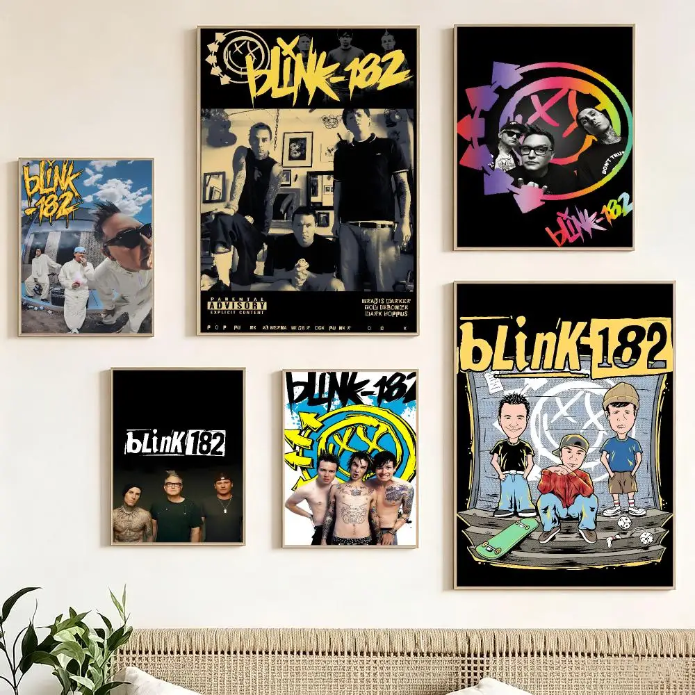 Retro Rock Band B-Blink 182 Poster Pegatina artistica HD autoadhesiva impermeable para salon dormitorio