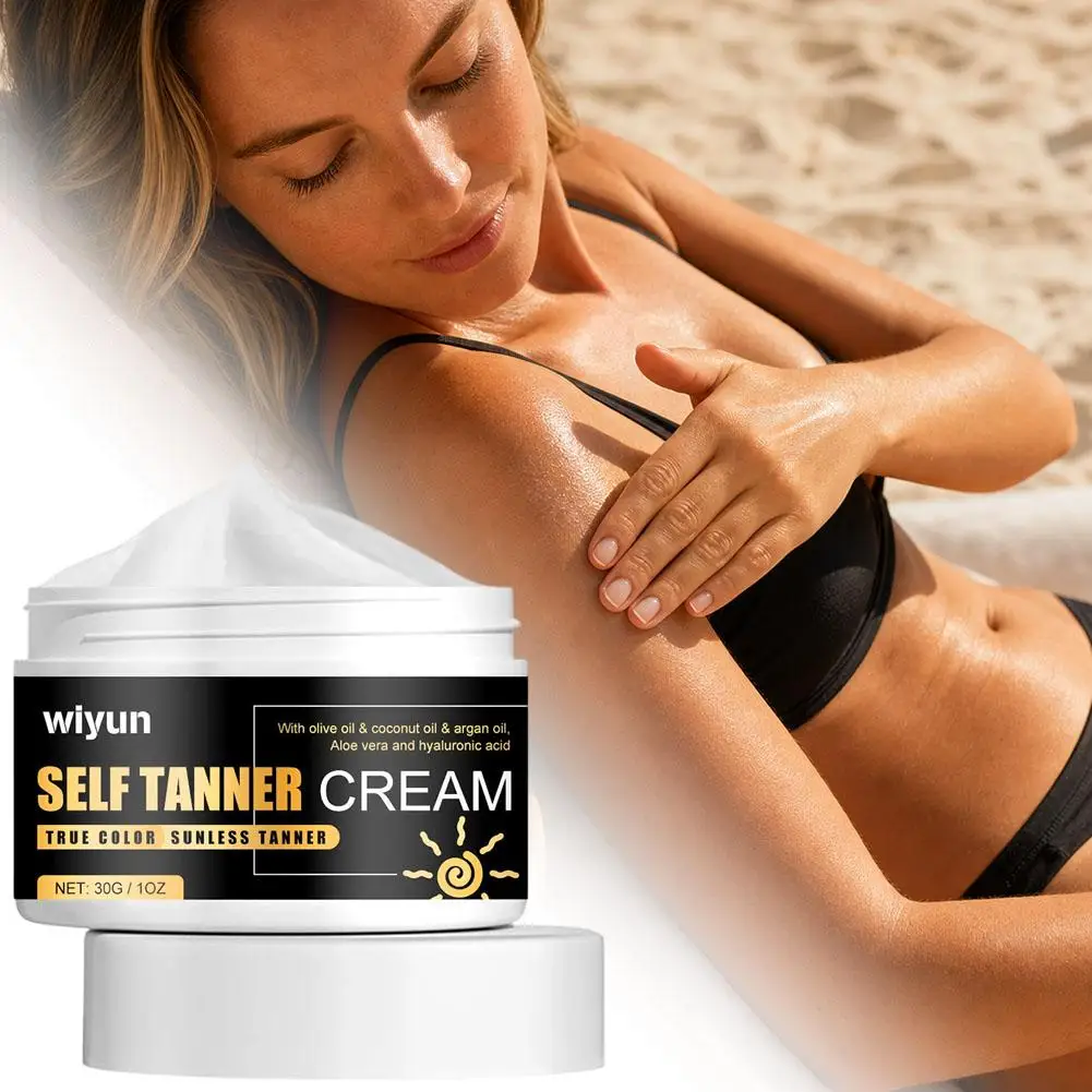 30g Self Sunless Tanner Cream Coconut Oil Aloe Vera Hyaluronic Acid Anti-ultraviolet Nourish Tanning Natural Bronze Body Lotion