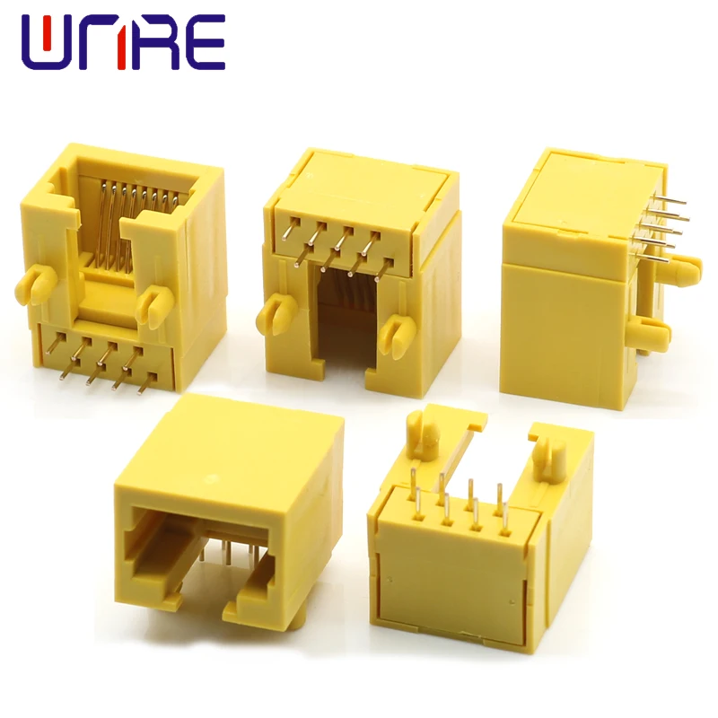 5Pcs RJ45-56B Single Port Plastic Yellow Socket Female Network Socket Connector Interface Crystal Head Socket