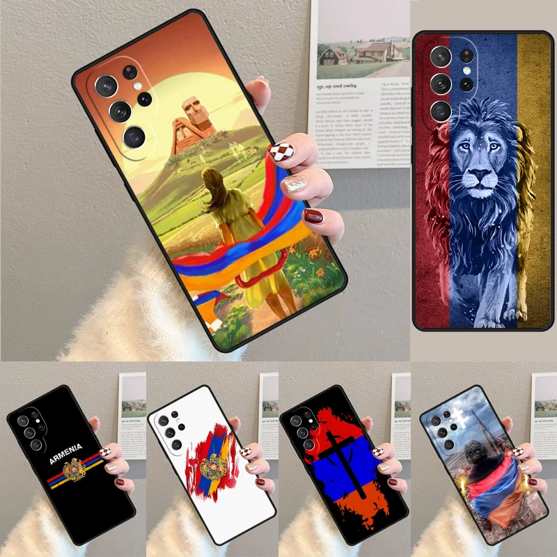 

Cover For Samsung Galaxy S24 S25 Ultra S21 S22 Note 10 20 lite Plus FE S23 Armenia Armenian Flag Phone case Coque