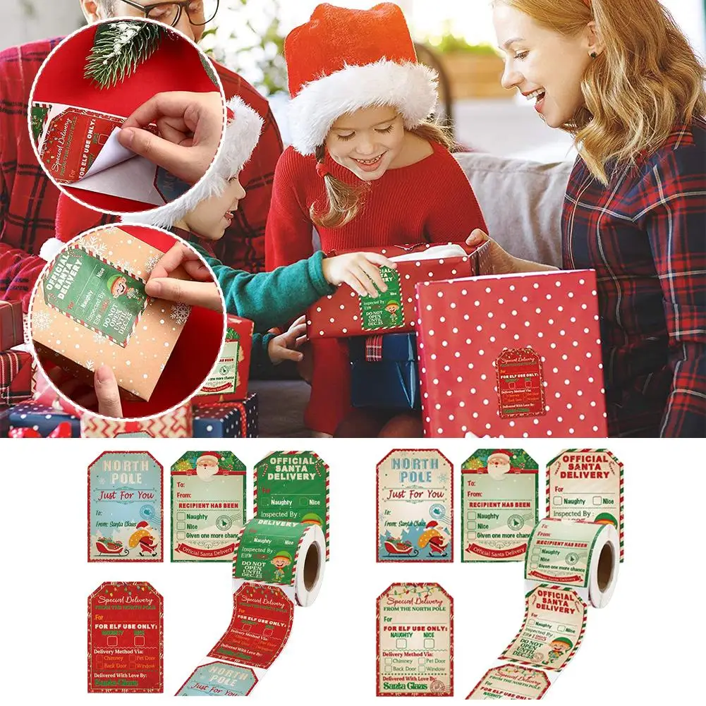 

200 шт., рождественские упаковочные этикетки, наклейки, рождественские украшения, рождественские елки, Санта-Клаус, сделай сам, подарочные пакеты, наклейки, декоративные этикетки