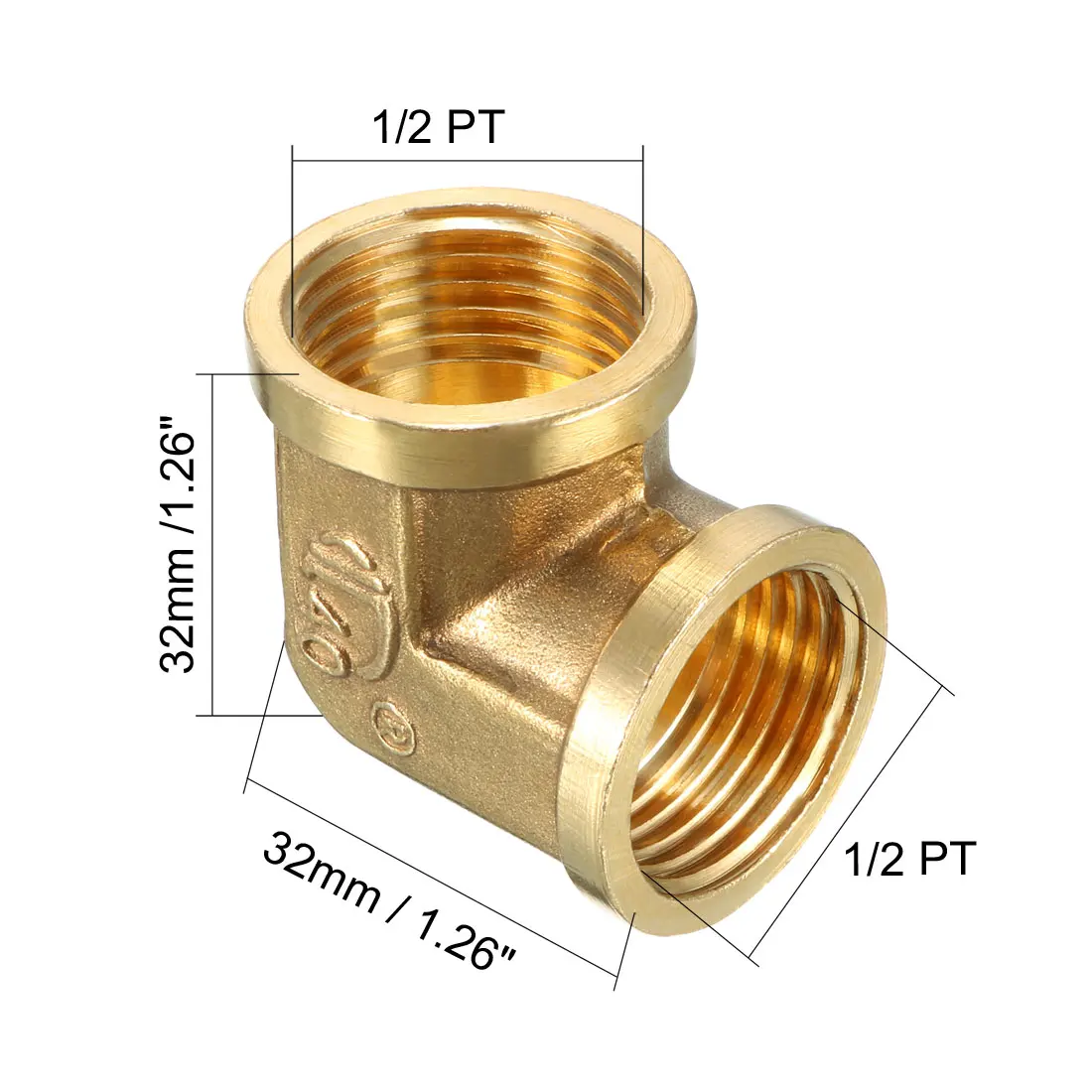 1Pcs Brass Elbow Pipe Fitting 90 Degree Elbow 1/2 PT Female x 1/2 PT Female Coupling Water Pipe Adapter
