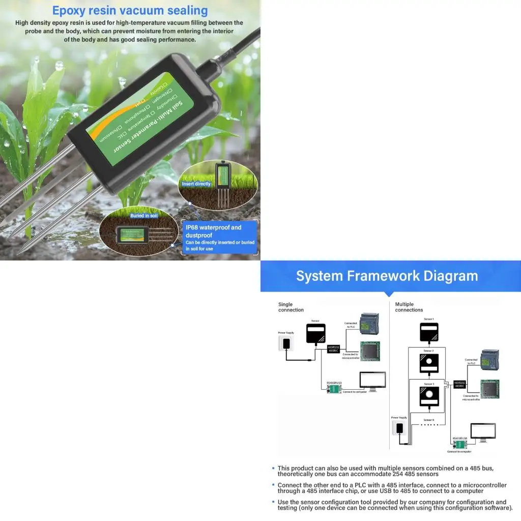 

8 Function Soil Analyzers Data Transmission Corrosion Proof Probe for Gardening