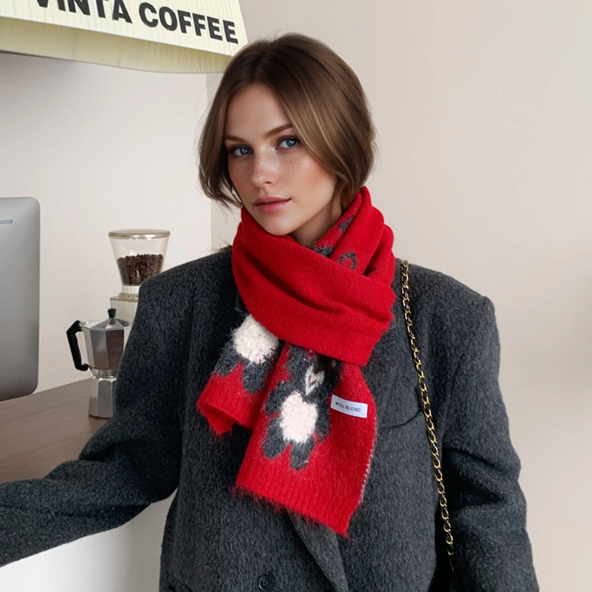 جديد محبوك وشاح من الصوف الخريف/الشتاء في الهواء الطلق المرأة الكرتون كوالا موضة متعددة الوظائف السفر سميكة الرقبة الدافئة #1