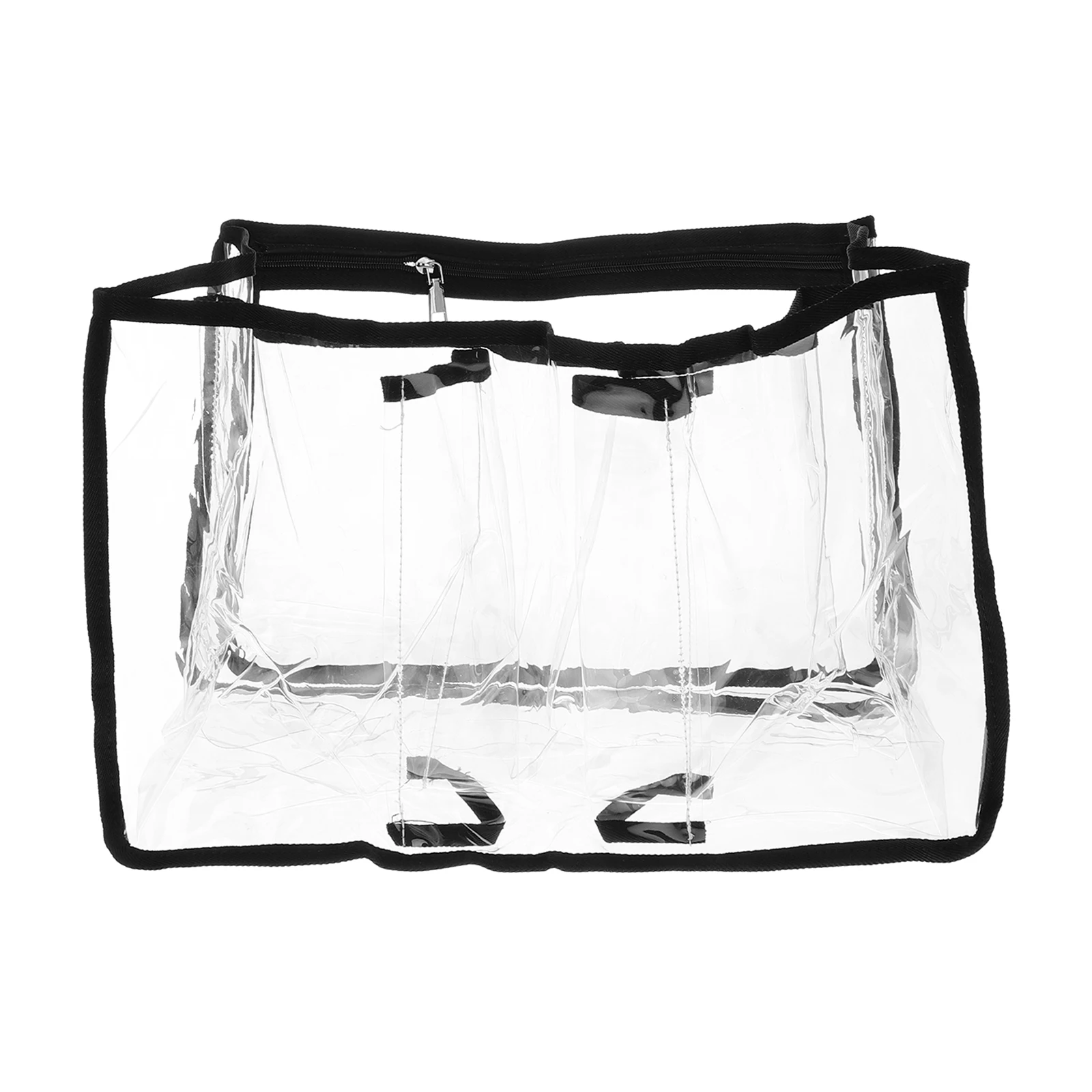 

Clear Beach Storage Organizer Pouches Black Clear Makeup Bag Insert Tote Foldable PVC Ample Space Travel Makeup Bag