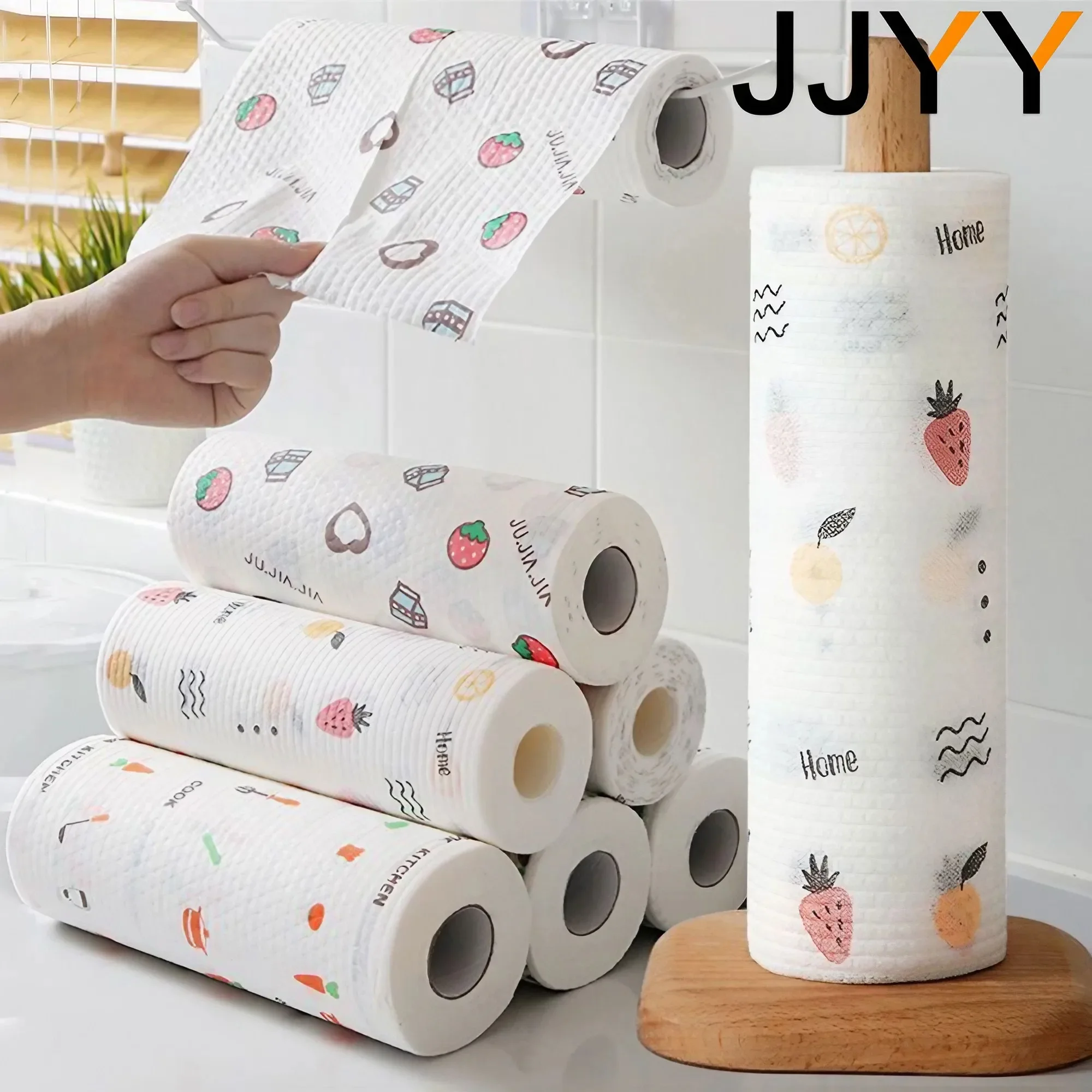 Disposable kitchen paper roll，extra large size, thick non-woven for home use; can be used wet or dry, perfect for washing dishes