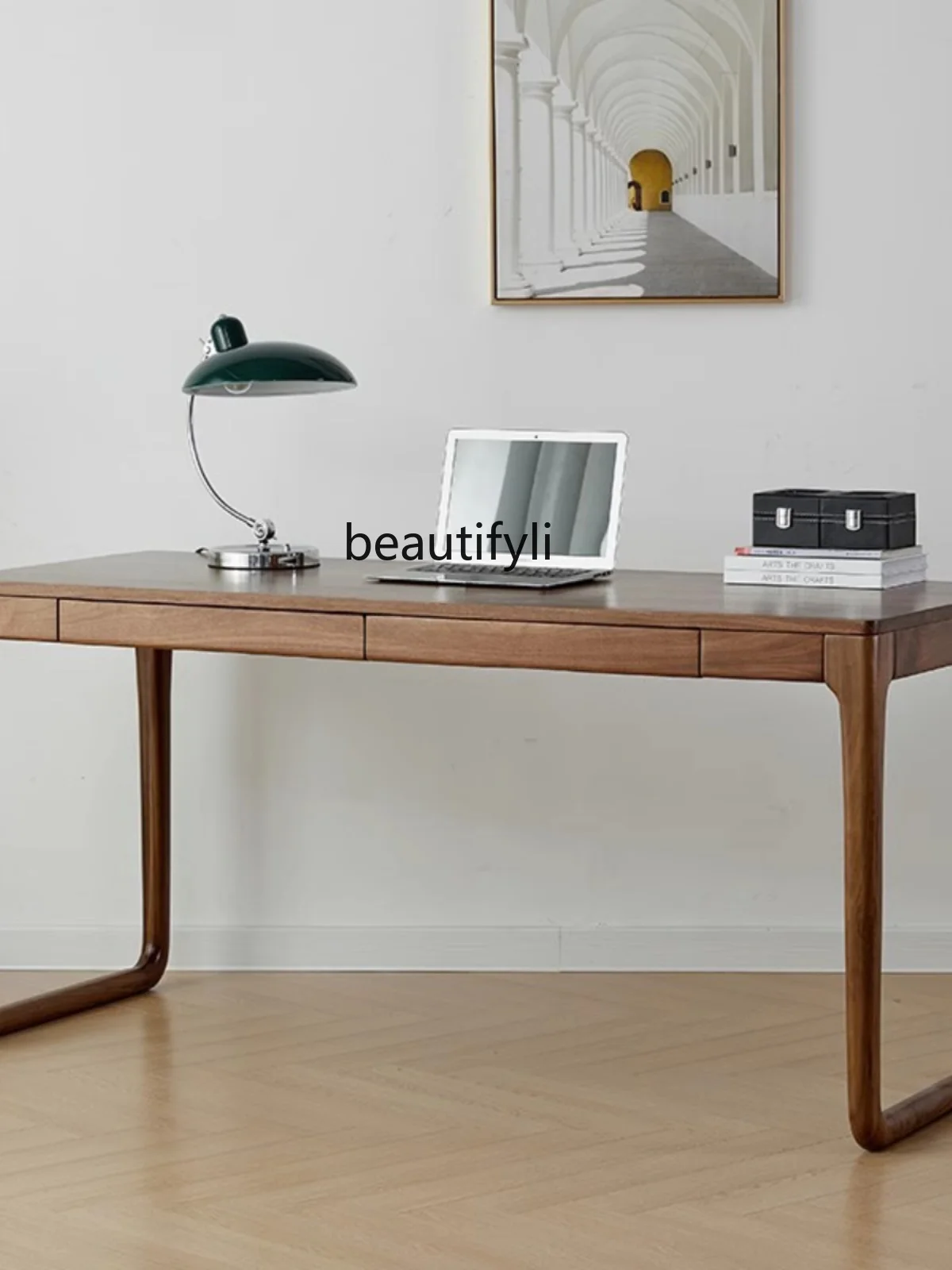 North American Simple Black Walnut Wooden Desk Solid Wood Light Luxury Desk Cherrywood Wooden Desk