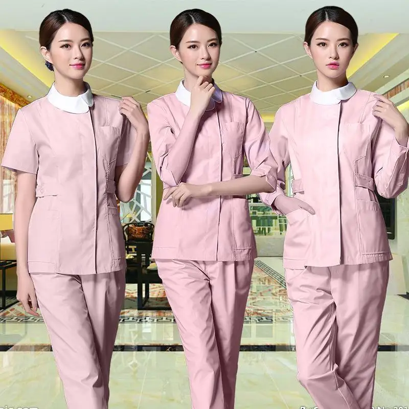 Women Solid Color Simplicity Nurse Working Clothes Split Set Hospital Staff Breathable Comfortable Top and Pants Uniform