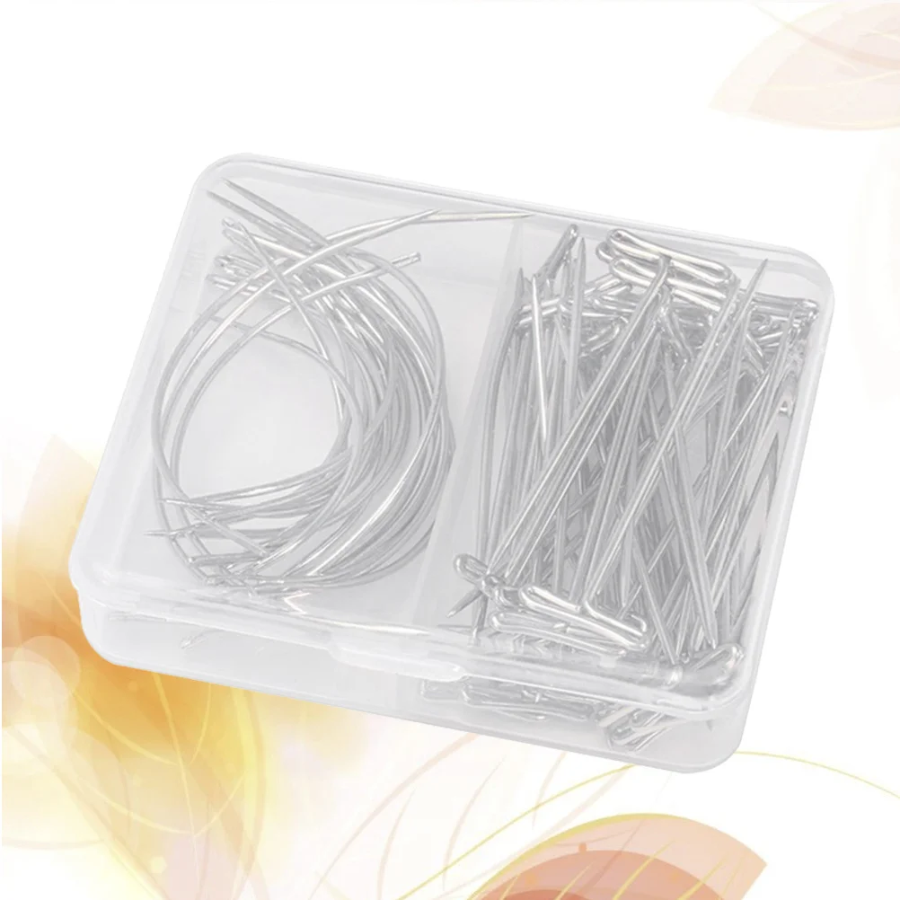 

70Pcs Making Needles Set T Pins C Curved Stainless Steel Kit for Sewing Hair Extensions Blocking Knitting Crafts
