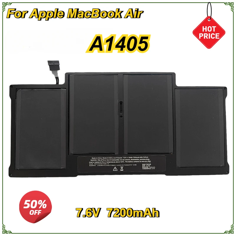 

New A1405 Laptop Battery for Apple MacBook Air 13" A1466 2013 2014 MD760 MD761 Macbook Air A1369 A1377 A1496 7.6V 7200mAh