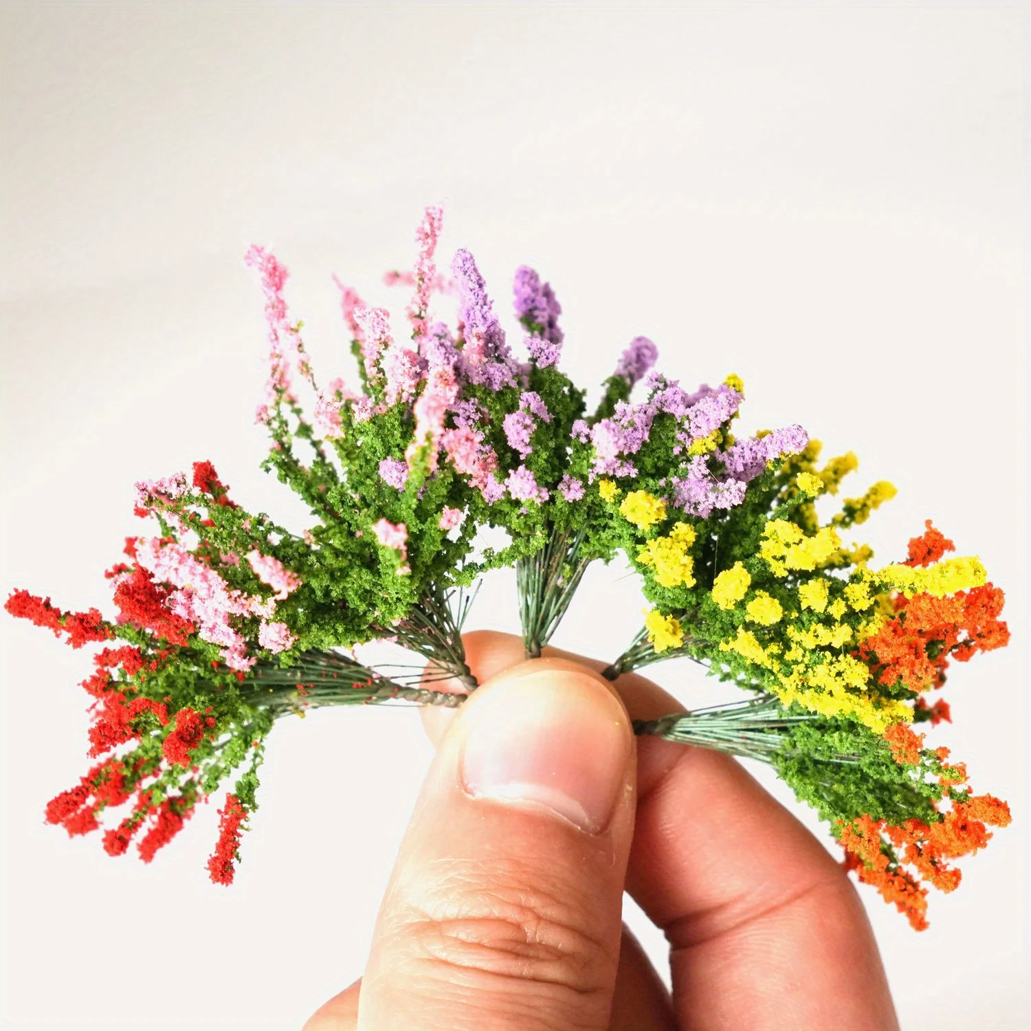 4 pçs em miniatura flor/grama cluster modelo plantas para trem ferroviário ho/mesa de areia/jardim fazenda decoração cena layout materiais