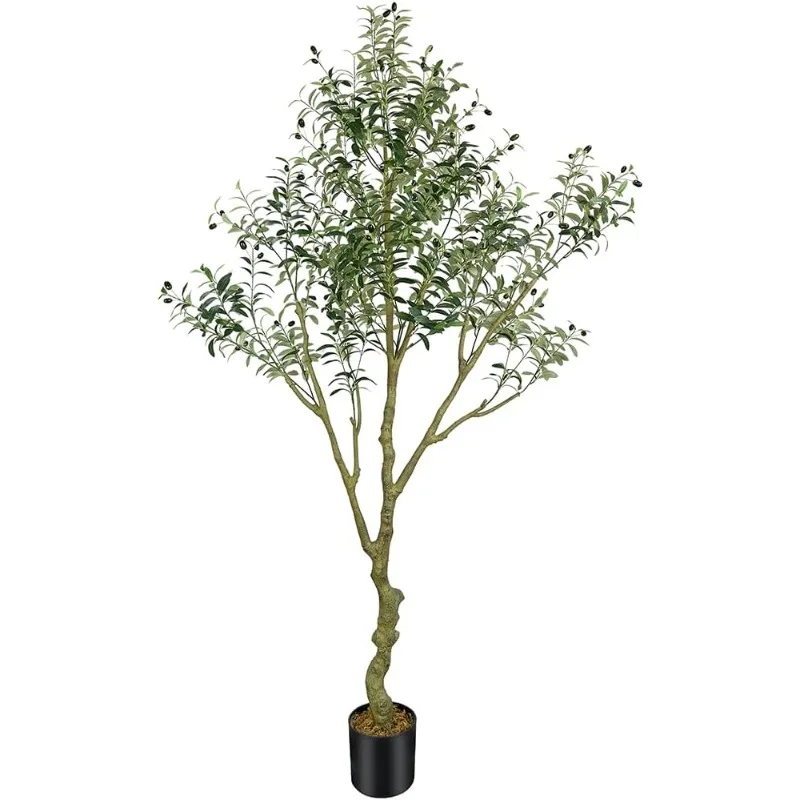 

Artifical Tree Faux Olive Tree for Office Home Decor Fake OliveTree Indoor with Natural Trunk and Lifelike Fruits in a Pot