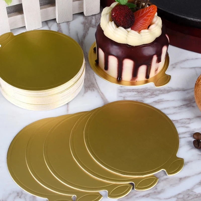 5/20pcs Cake Tray Mini Thicken Golden Mousse Base Mat Boards Paper Dessert Round Displays Pad Card Cupcake Baking Decor Tool