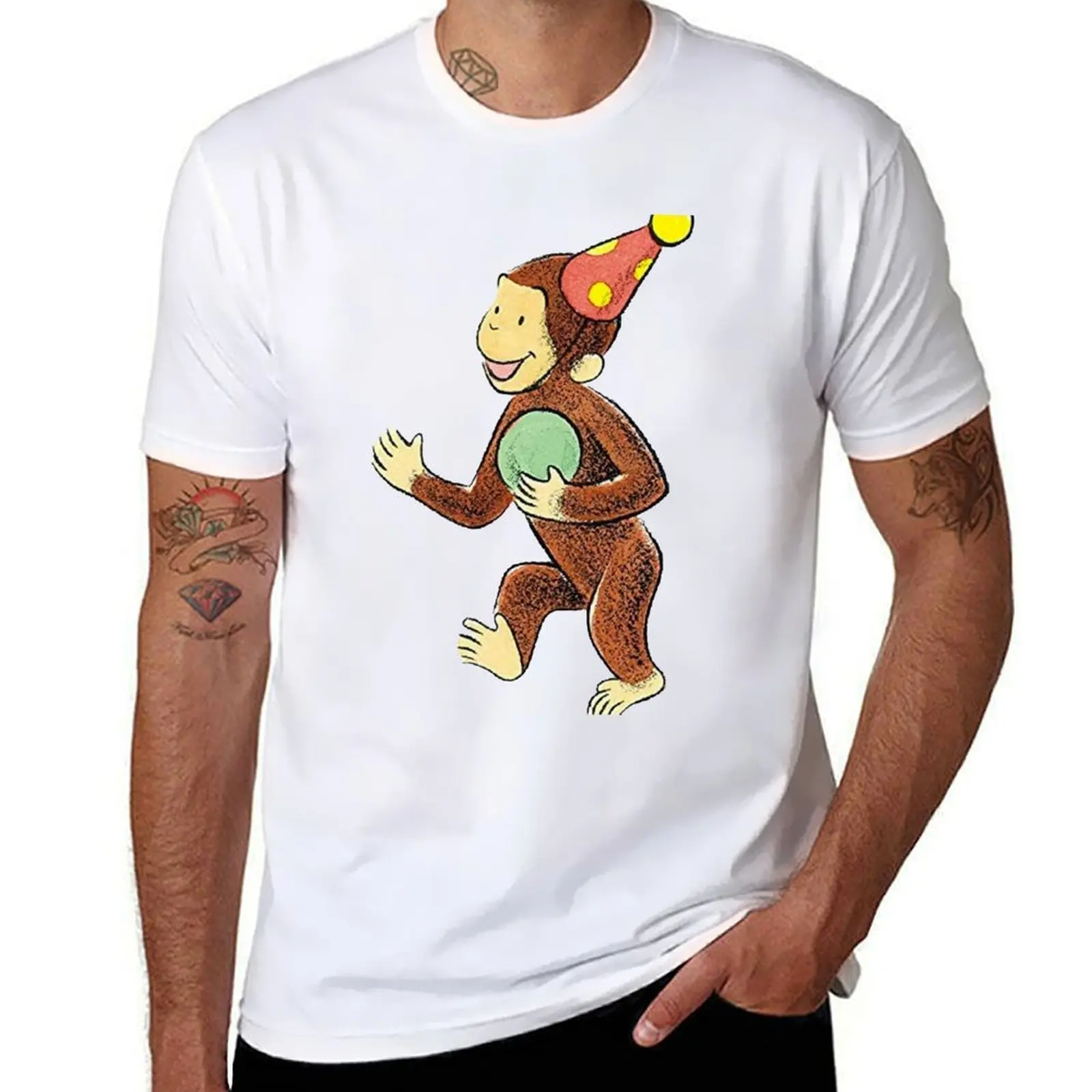 

Curious George birthday T-Shirt t shirts for man cotton funny t shirt man designer T-Shirt