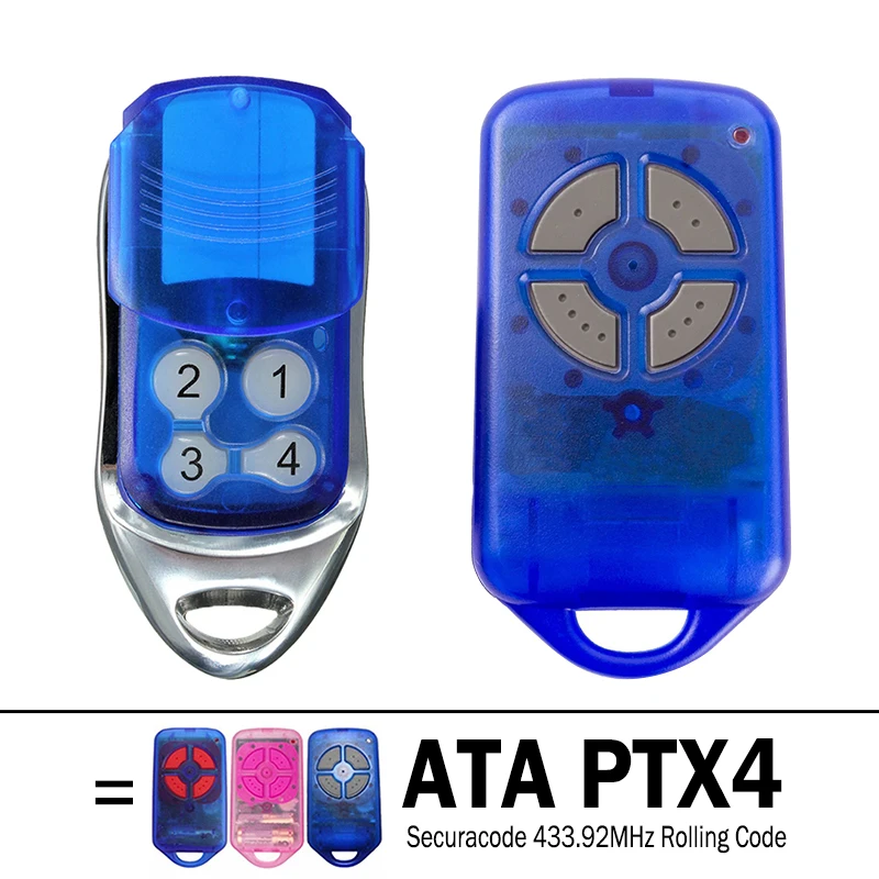 ATA PTX4 SecuraCode Garage Door Remote Control 433.92MHz for ATA PTX4BR PTX4BG PTX4PP SECURALIFT HERCULIFT Garage Door Opener