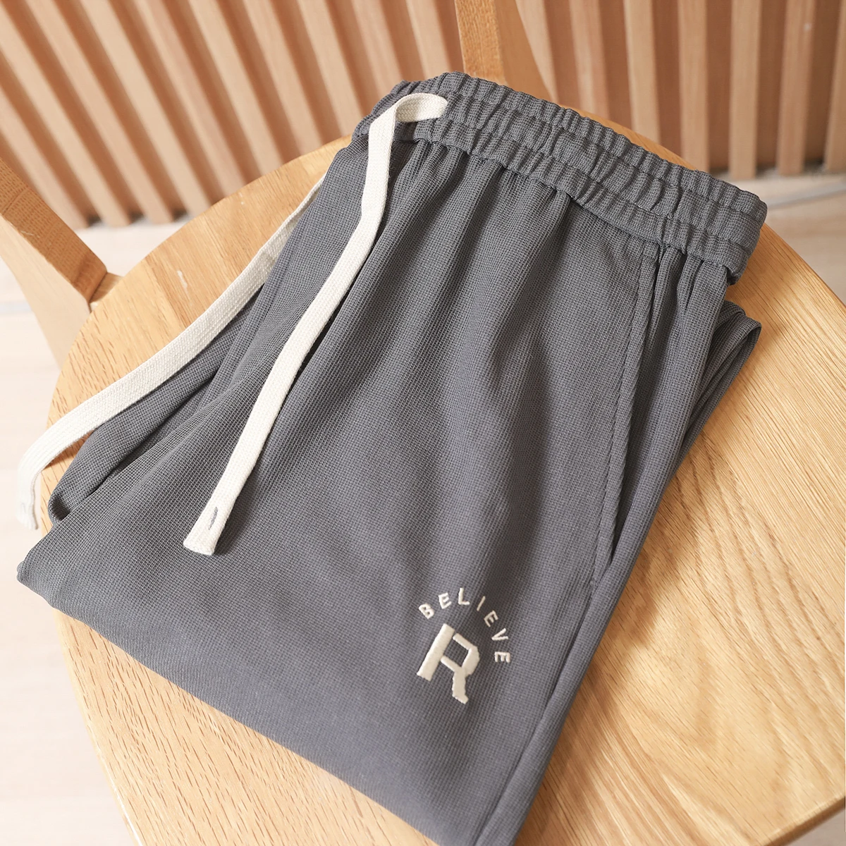 

Мужские повседневные трикотажные брюки-джоггеры с прямым кроем, дышащие, на шнурке, модные, городские, тонкие, однотонные, весна-лето