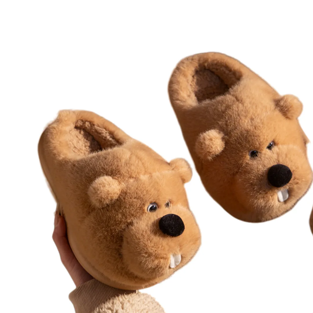 Man Women's Home Slippers 2025 Autumn Winter New Cute Capybara Plush Slippers Indoor Home Warm Non Slip Fleece Cotton Slippers