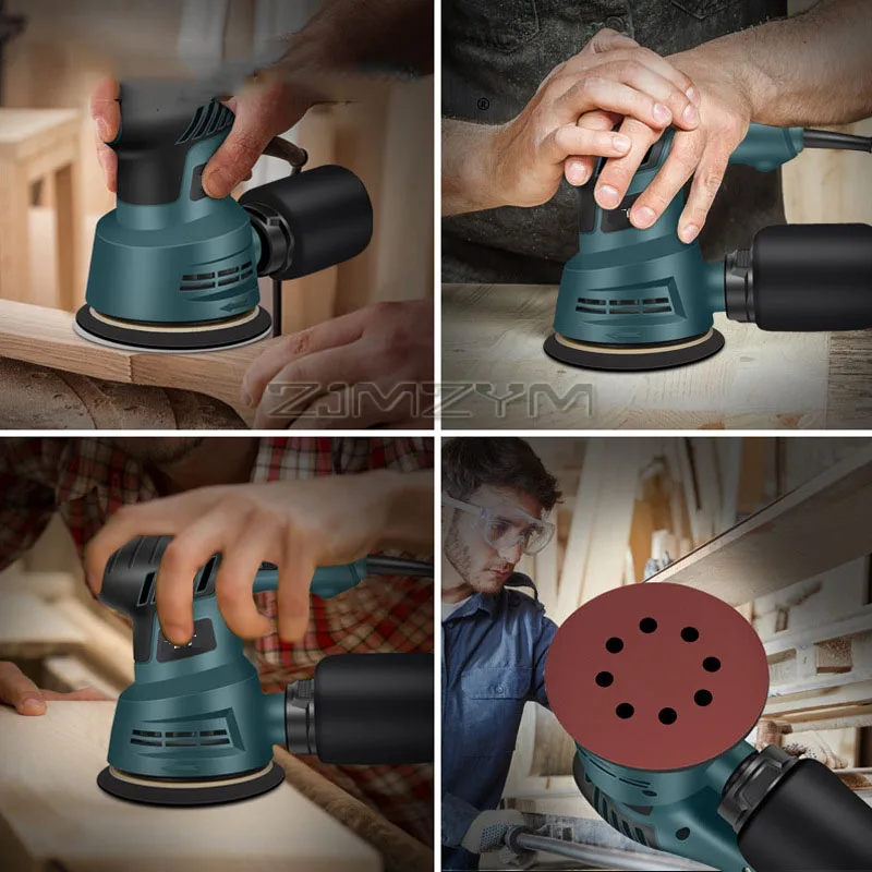 300W Electric Sander 6 Speeds Adjustment Orbital Polisher Wood Sanding Processing Car Polishing Machine With Dust Box Brushless