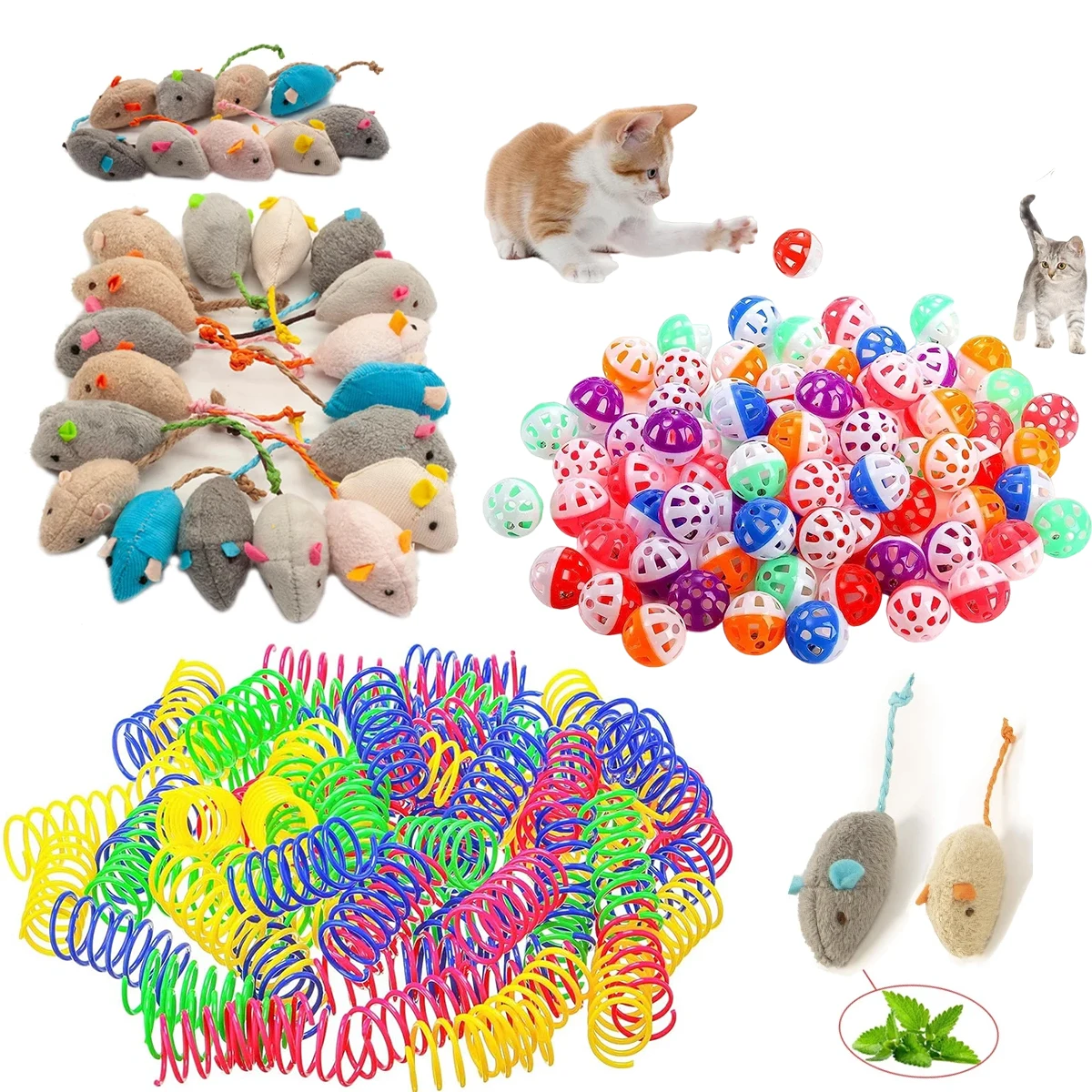 Cat and Mouse Toys Cat Spring Balls Cat Spiral Toy Balls Interactive Kitten Rolling Coils Spring Inside Caged Rats Pet Supplies