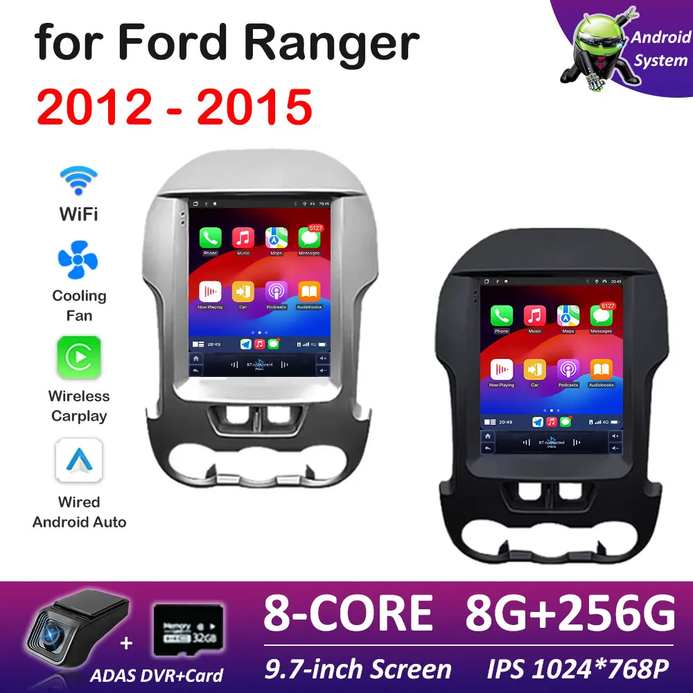 9.7 inch Touch Screen Car Video for Ford Ranger 2012 2013 2014 - 2015 Radio Player Cooling fan Wireless Carplay Head Unit WIFI