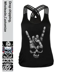 NADANBAO 2025 Gothic Skull Finger Tank Top For Women Black Sexy Slim Sling Shirt Summer Fashion Sleeveless Tops Tee Casual Vest